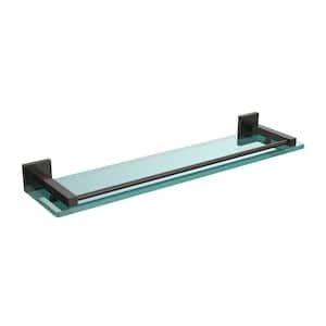 Montero 22 in. L x 2 in. H x 5-3/4 in. W Clear Glass Vanity Bathroom Shelf with Gallery Rail in Oil Rubbed Bronze