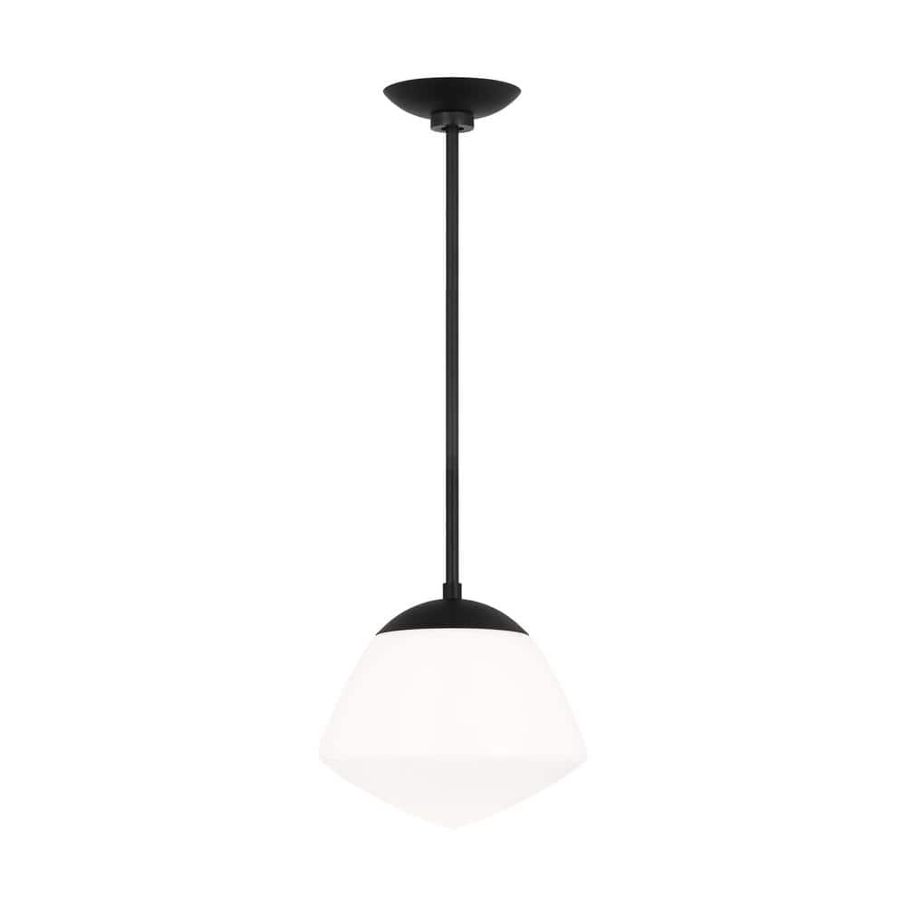 Milne Large 1-Light Midnight Black Modern Pendant Light with White Milk Glass Shade price history on PriceWatchPro