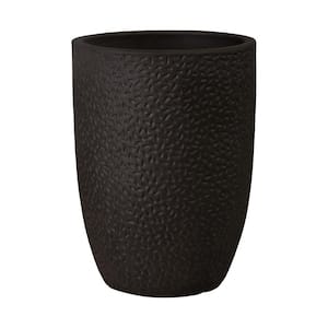 15.5 in. L x 21.5 in. H Matte Black Ceramic Round Planter with High-fire Treatment