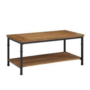 44 in. Brown/Black Large Rectangle Wood Coffee Table with Shelf