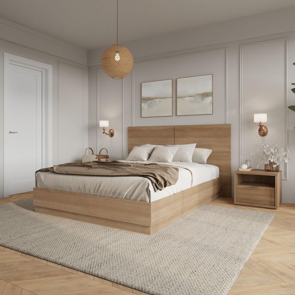 Dean 3-Piece Brown Oak Composite Queen Size Bedroom Set