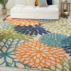 Aloha Multicolor 9 ft. x 12 ft. Floral Contemporary Indoor/Outdoor Area Rug