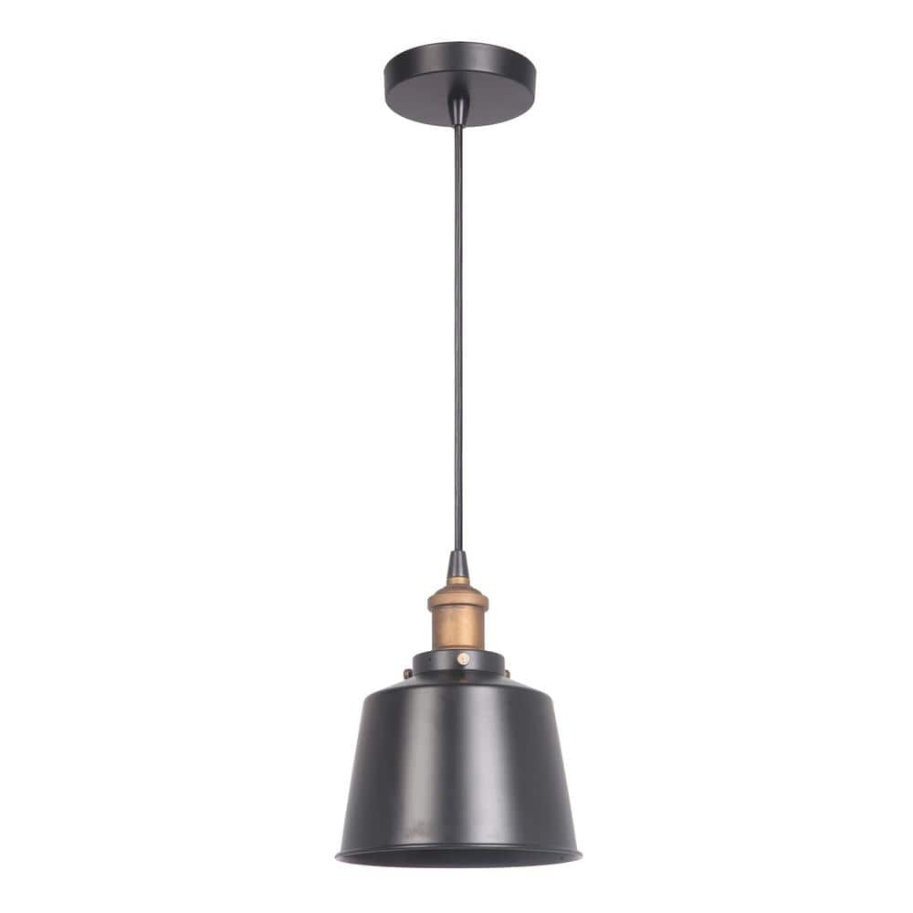 60-Watt 1-Light Matte Black/Patina Aged Brass Dining/Kitchen Island Mini Pendant Light w/ Steel Shade, No Bulbs Included price history on PriceWatchPro
