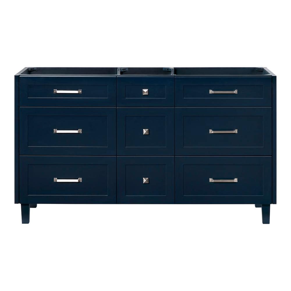 Midnight Blue 60" Double Freestanding Wood Vanity Cabinet