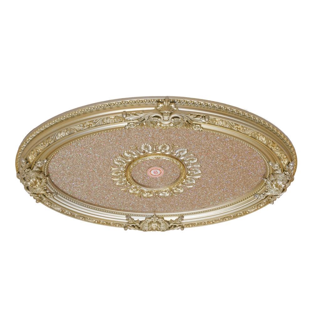 Rose Gold Oval Ceiling Medallion with Floral Pattern