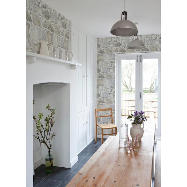 Axelle Light Grey Stone Matte Pre-pasted Paper Wallpaper