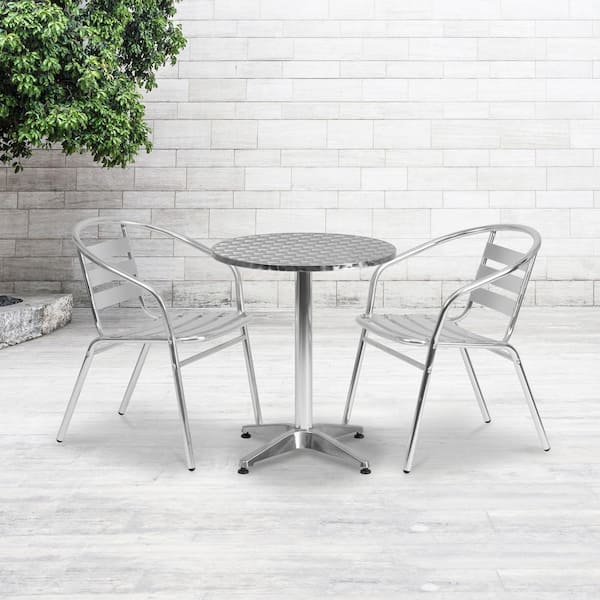 Stackable Metal Outdoor Dining Chair in Aluminum (Set of 4)
