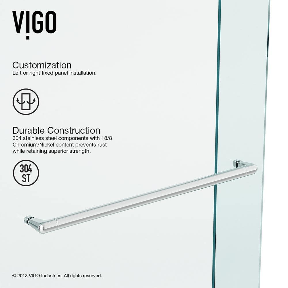 Ferrara Chrome Frameless Sliding Shower Door with Clear Glass