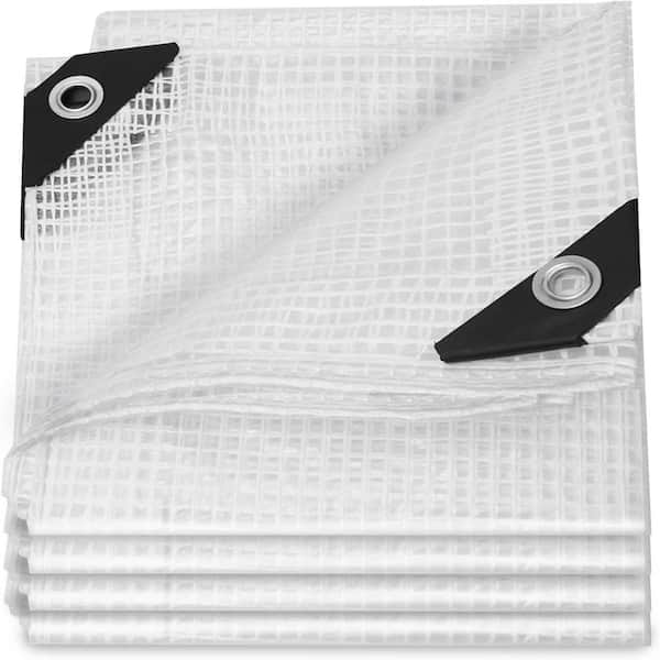 Agfabric 18 ft. x 24 ft. Clear White Mesh Tarp Heavy Duty Waterproof for Greenhouse Outdoor Gardening Farming Camping Yard