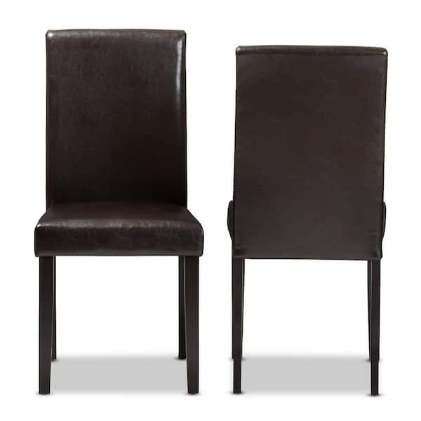 Baxton Studio Mia Dark Brown Faux Leather Dining Chair (Set of 2)
