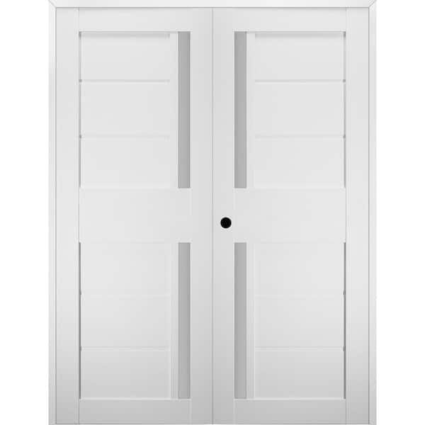 Belldinni Esta 72 in. x 79.375 in. RightHand Active Frosted Glass Bianco Noble Finished Wood Composite Double Prehung French Door
