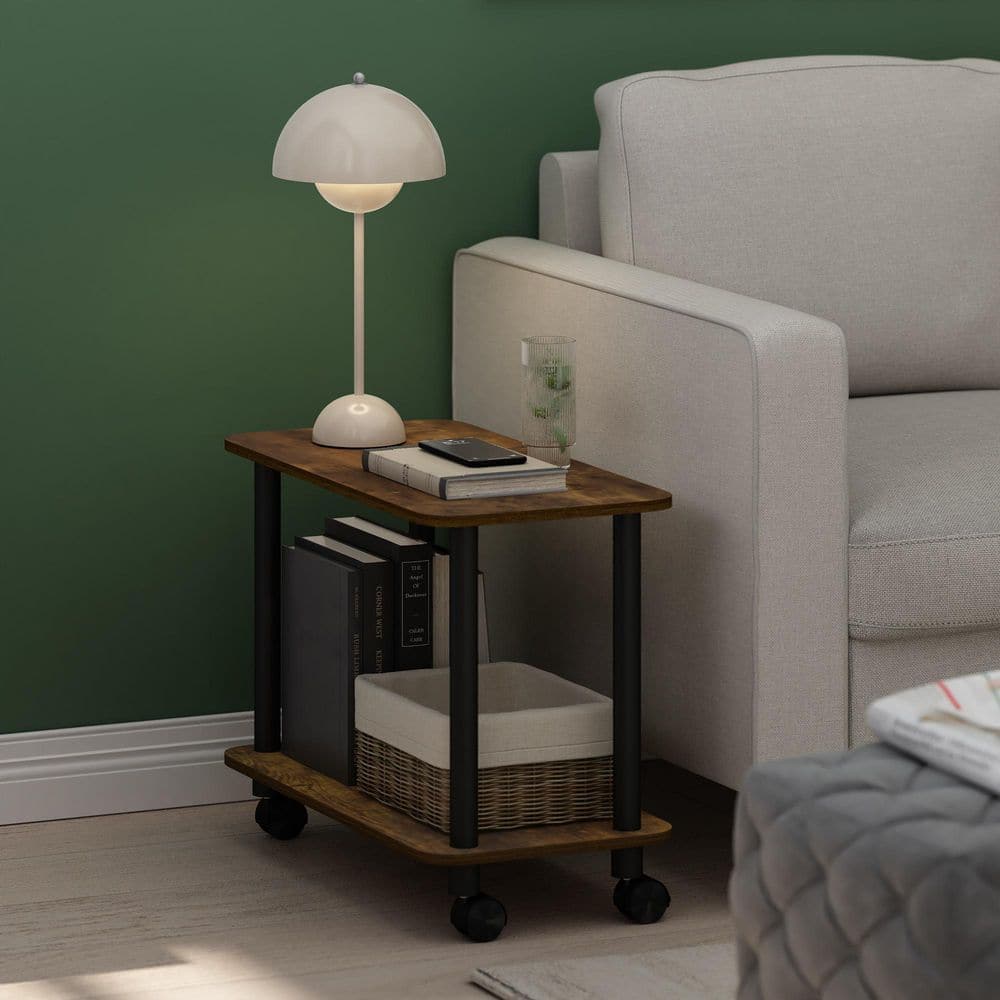23.62 in. Amber Oak/Black Rectangle Wood End Table price history on PriceWatchPro
