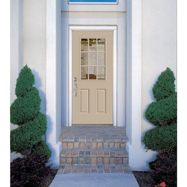 36 in. x 80 in. 9 Lite Right-Hand Inswing Painted Steel Prehung Front Exterior Door No Brickmold