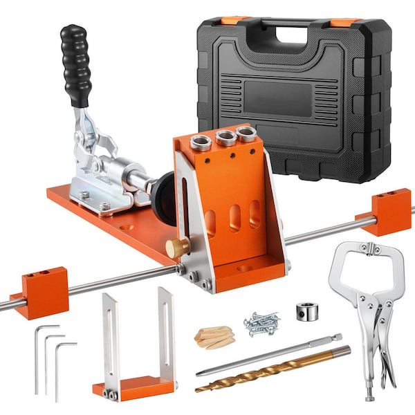 Pocket Hole Jig Kit, 1/2 to 1-1/2 in. Adjustable, Jig Pocket Hole System with Tool case, C-Clamp, Step Drill, Hex Wrench