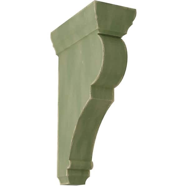 Ekena Millwork 2-1/2 in. x 10 in. x 5-1/2 in. Restoration Green Medium Rojas Wood Vintage Decor Corbel