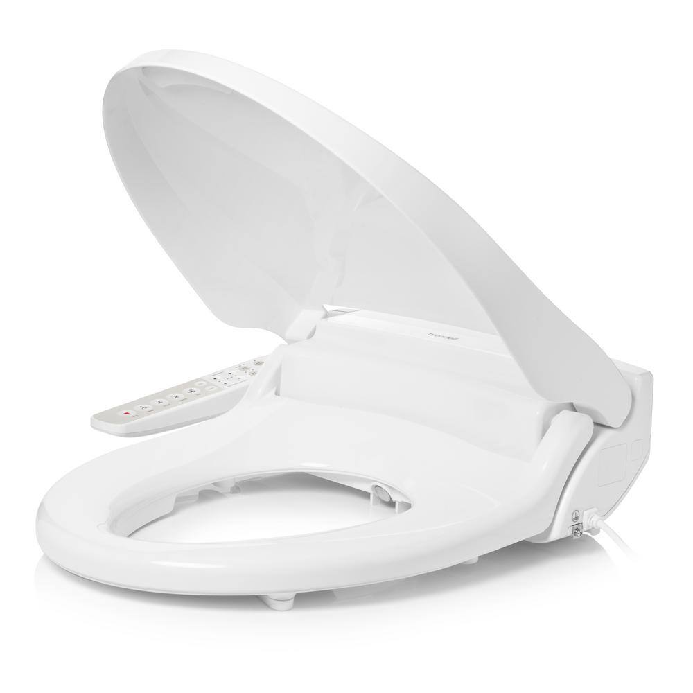 White Elongated Sidearm Bidet Seat with Warm Air Dryer