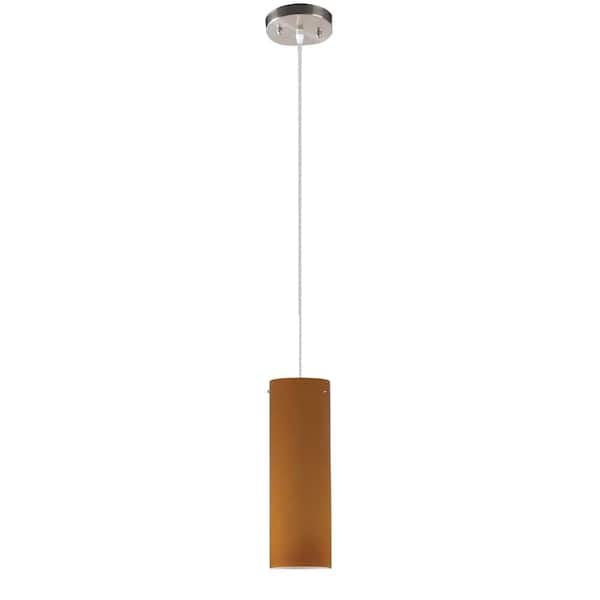 Unbranded Peak Collection 1-Light Nickel Pendant with Amber Glass