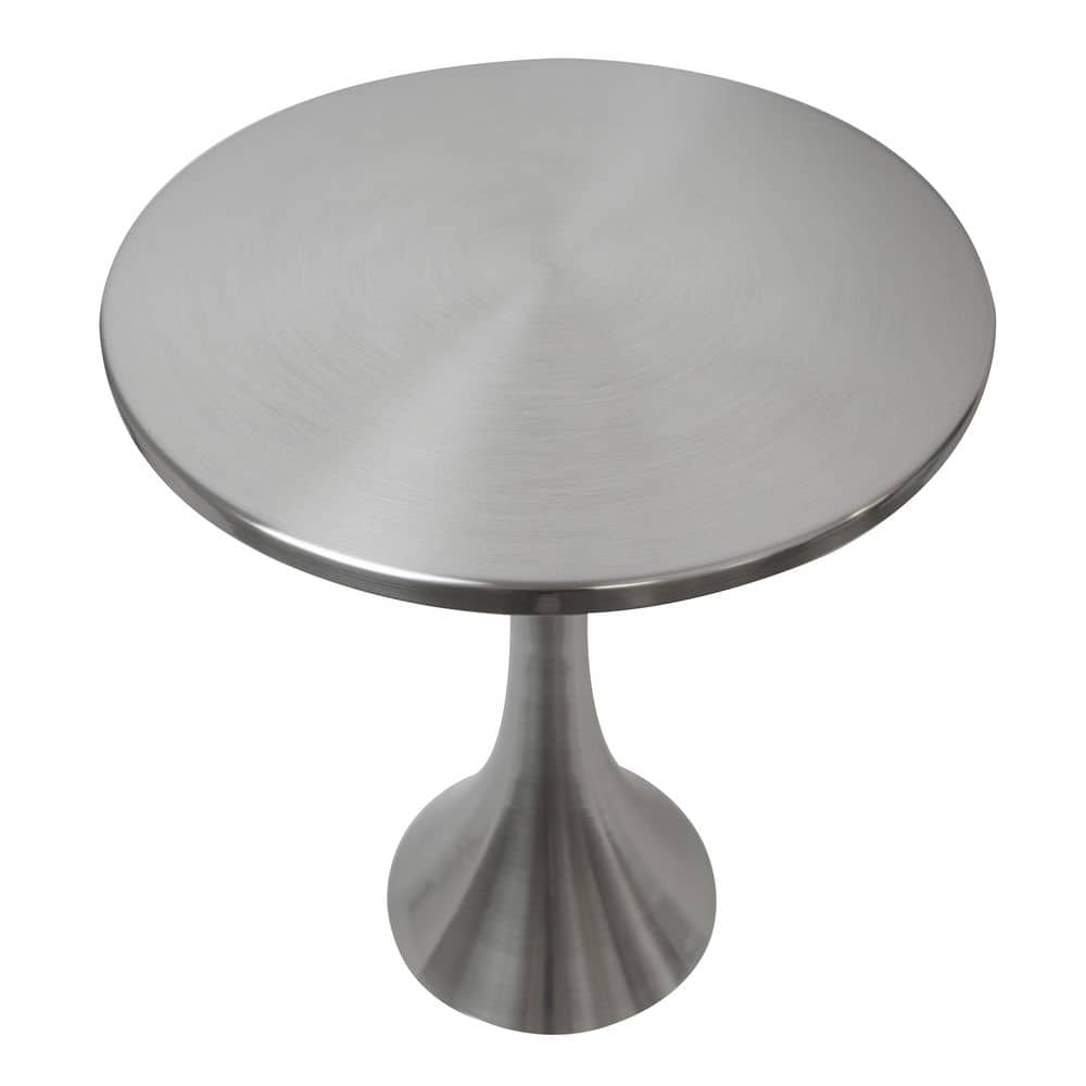 Lenuxe 19 in. Brushed Nickel Round Metal End Table - thumbnail 8