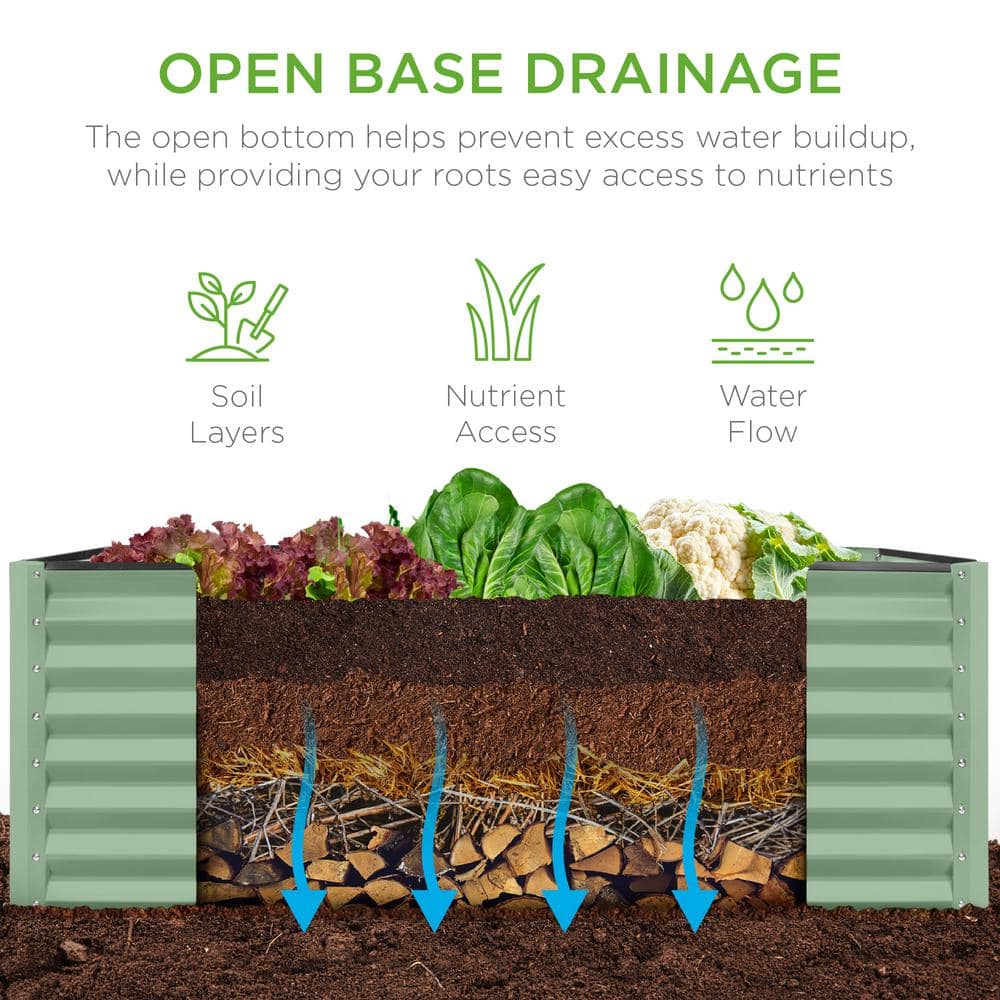 Sage Green 4x2x2ft Powder-Coated Steel Raised Garden Bed