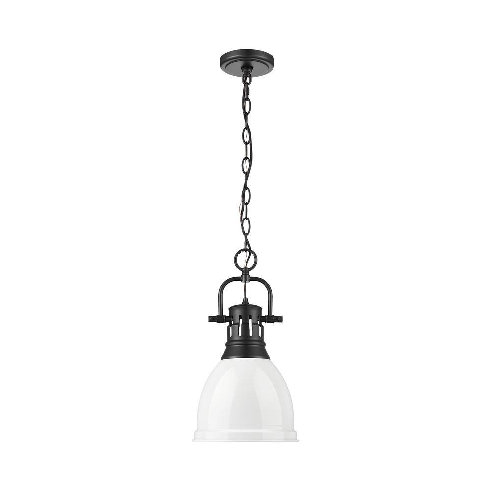 Duncan 100-Watt 1-Light Matte Black Pendant Light with White Shade and No Bulbs Included price history on PriceWatchPro