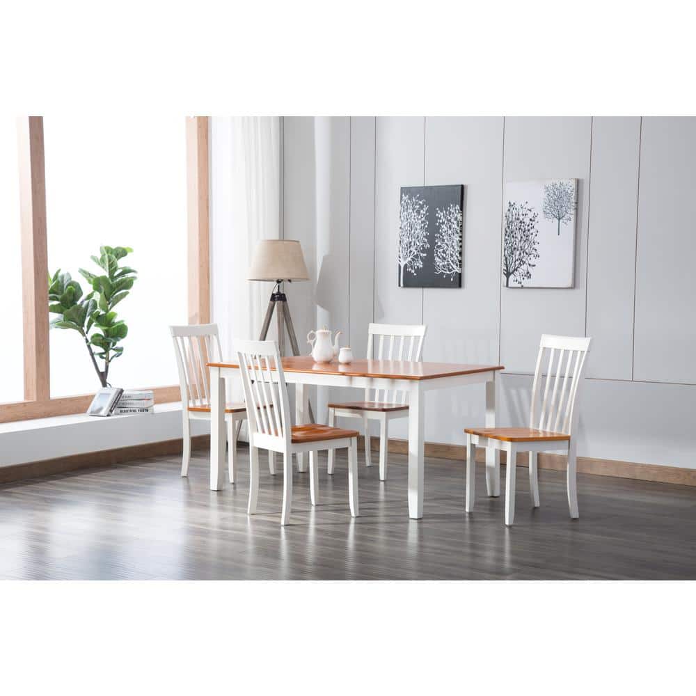 White Honey Oak Wooden Ladderback Side Chair
