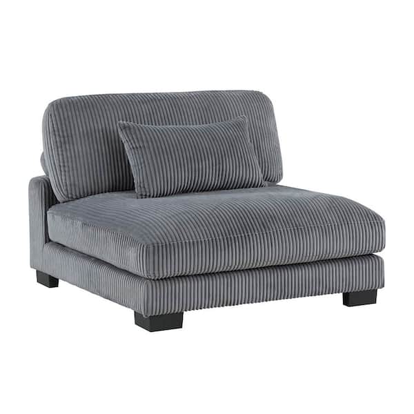 Lazzara Turbo Gray Corduroy Upholstery Armless Chair