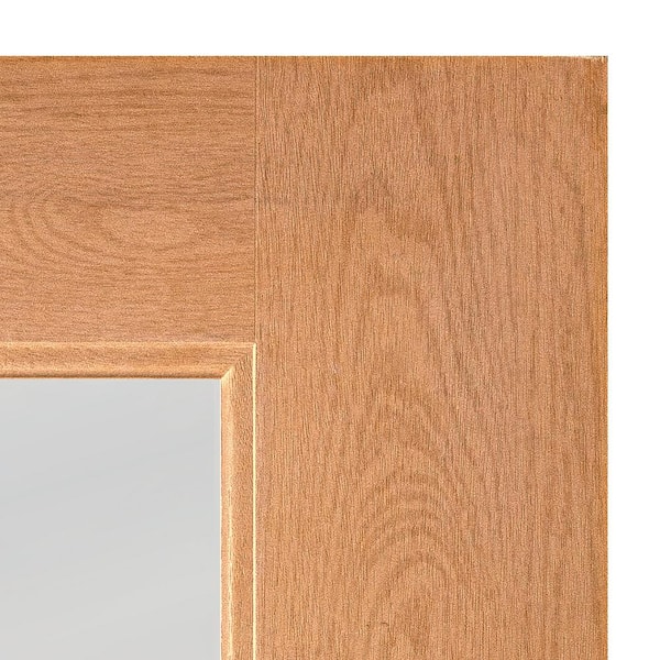Faux Pivot 36in.x79in. 5-Lite Frosted Glass LH Teak Stain Fiberglass AssemblyRequired Front Door Kit w/QuickAssembleJamb
