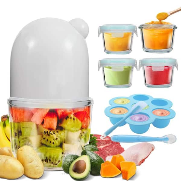 Baby Food Maker and Food Processor with Tray, Silicone Spoon, Spatula for Fruit, Veggies, Meat, Baby Feeding Essentials