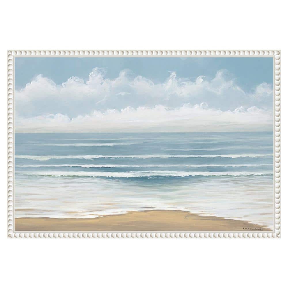 Smooth Beach Waves Nautical Canvas Print with Beaded Frame