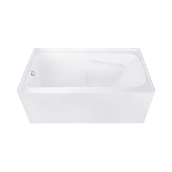 Aqua Eden 54 in. x 30 in. Acrylic Rectangular Alcove Soaking Bathtub with Left Drain in Glossy White/Brushed Nickel