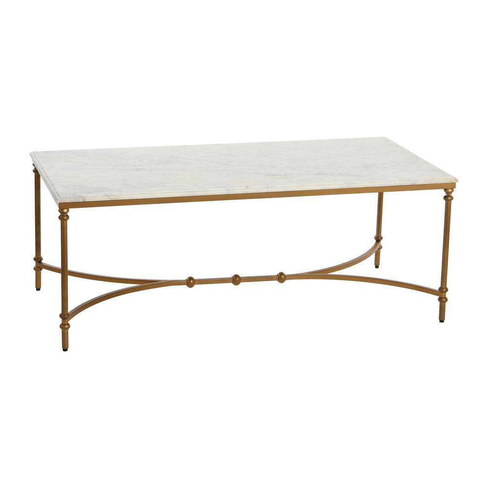 3R Studios Libertine 48 in. Genuine White Marble Top Coffee Table with