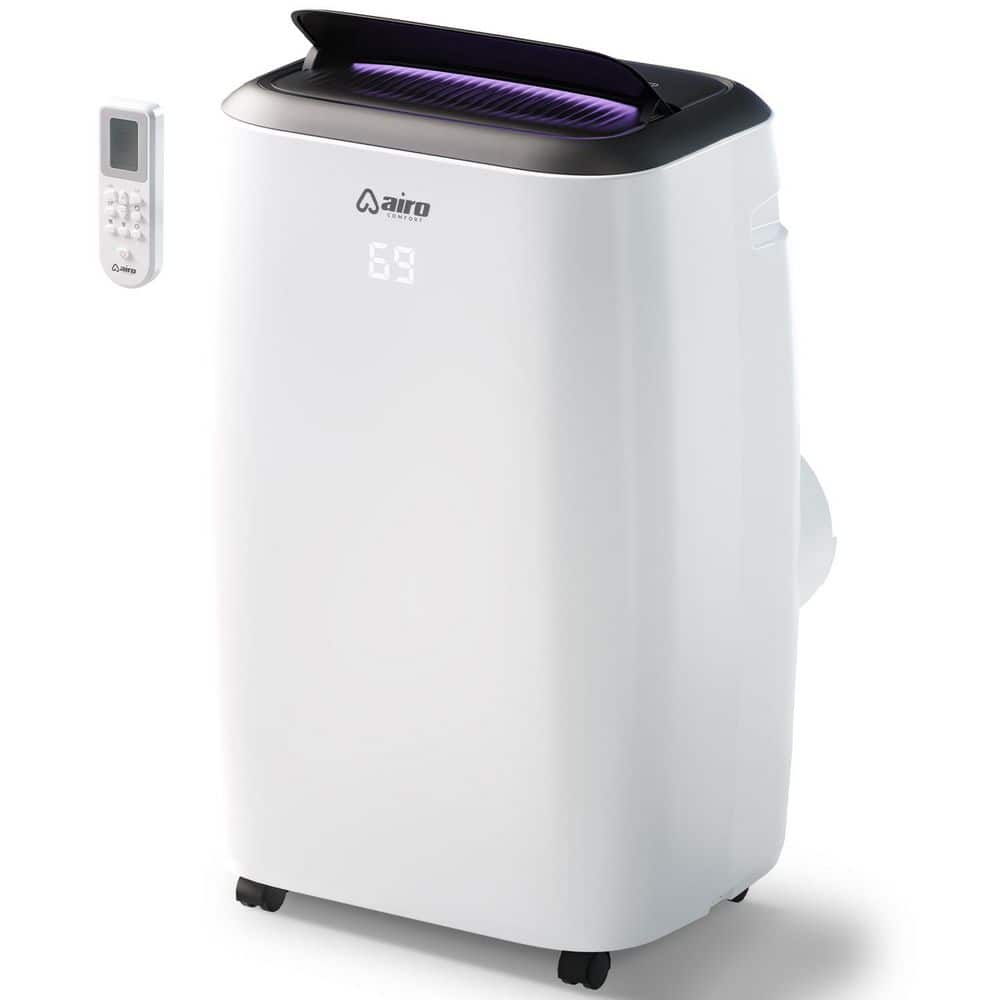 AIRO COMFORT 8,000 BTU Portable Air Conditioner Cools 350 Sq. Ft. with Dehumidifier and LCD Remote in White