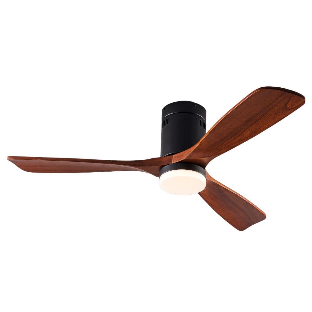 52 in. Indoor LED Black Walnut Modern Flush Mount Ceiling Fan with App/Remote Control and Solid Wood Blades price history on PriceWatchPro