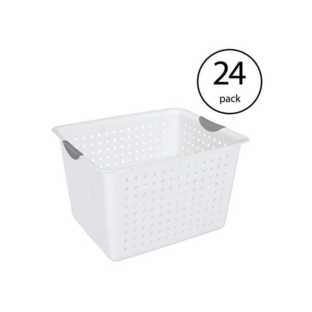 Sterilite Multi-Size Plastic Storage Basket Bin Set w Handles 18 Pieces White 