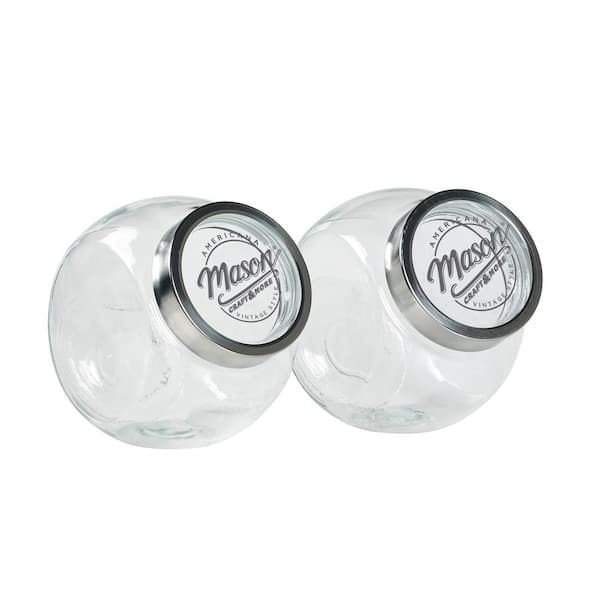 Mason Craft and More 2.2 Liter Glass Tilted Canister Set, Set of 2
