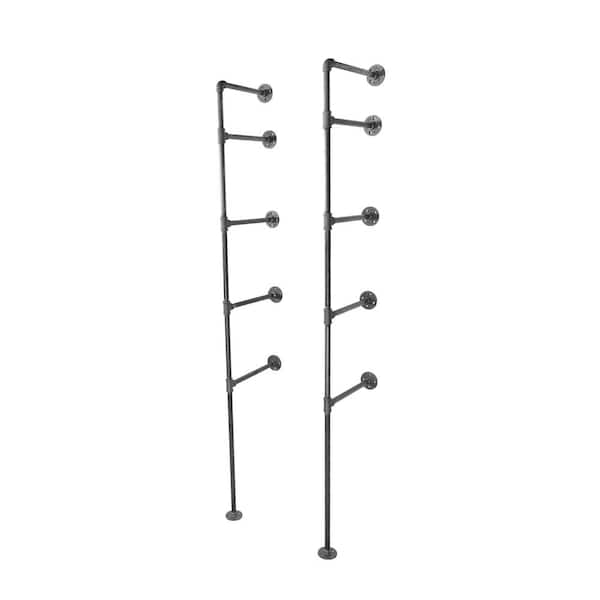 1/2 in. Black Steel Pipe 11.75 in. D x 72.5 in. H Floor Mounted 4-Tier Shelf Kit