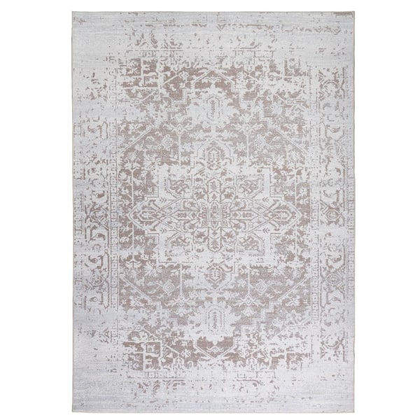 Lahome White Washable Rugs for Entryway, Beige Indoor Outdoor Carpets with  Rubber Backing, Botanical Low Profile Bedroom Rugs Floral Non Skid