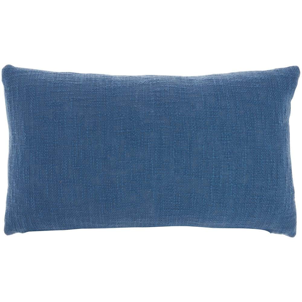Blue Cotton Tufted 'Relax' Lumbar Throw Pillow