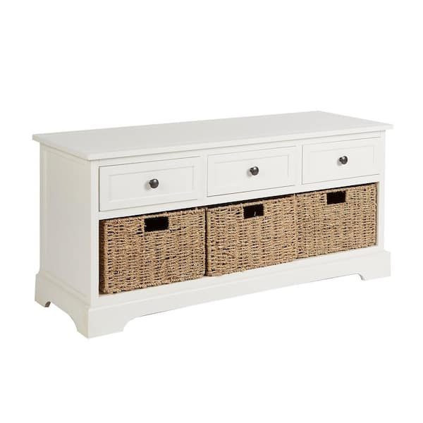 Decor Therapy Montgomery White Storage Bench