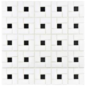 Spiral Black and White 12-1/2 in. x 12-1/2 in. Porcelain Mosaic Tile (11.1 sq. ft./Case)