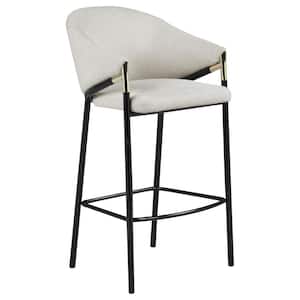 Chadwick 29.75 in. H Beige and Glossy Black Sloped Arm Metal with Line-like Fabric Seat Bar Stools Set of 2