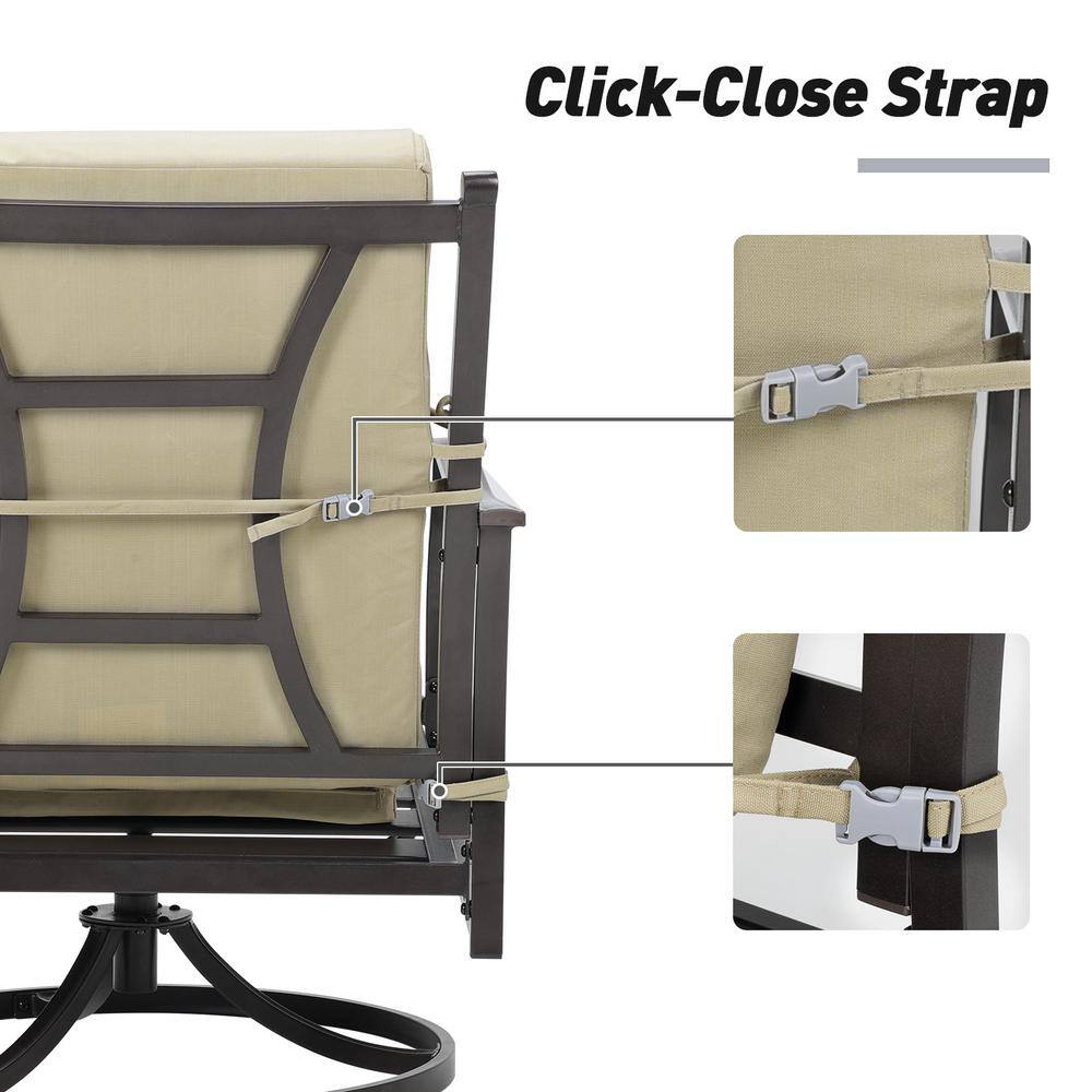 Set of 4 Beige Foam Rectangular High Back Chair Cushions