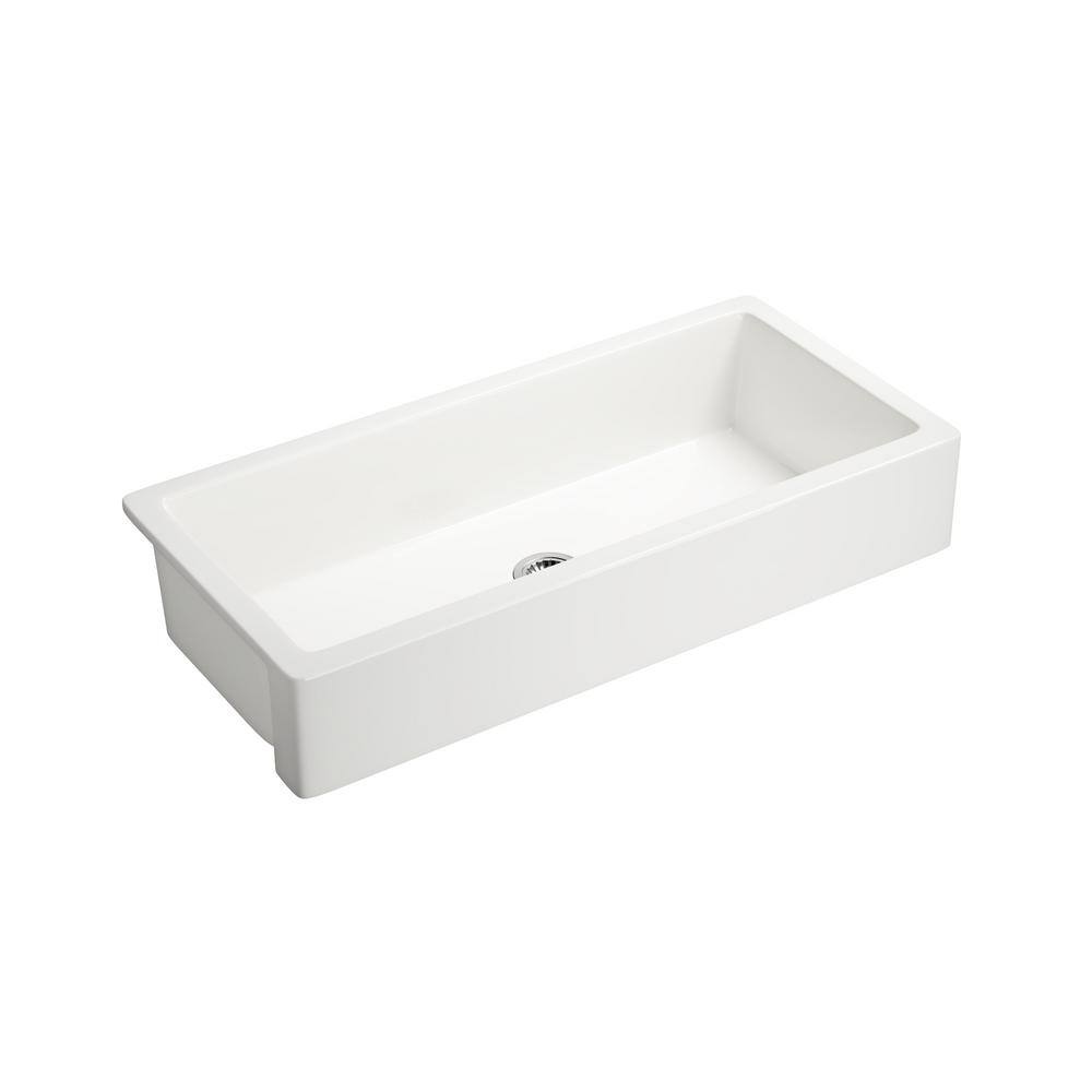 37 in. Drop in Single Bowl White Ceramic Farmhouse Kitchen Sink for