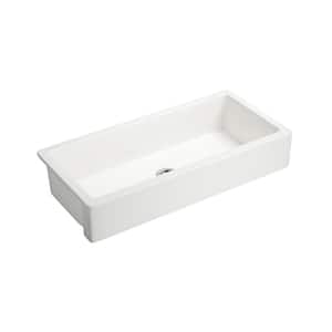 37 in. Drop in Single Bowl White Ceramic Farmhouse Kitchen Sink for Kitchen and Bathroom