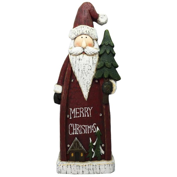 Alpine Corporation 23 in. Christmas Santa Lantern Statue Decor and Timer