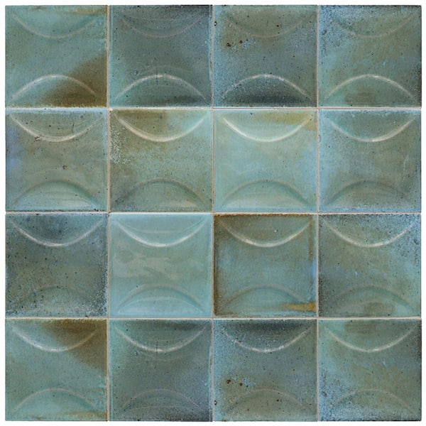 Antiek Blue 3.94 in. x 3.94 in. Glossy Ceramic Square Deco Wall Tile (5.39 sq. ft./case) (50-pack)