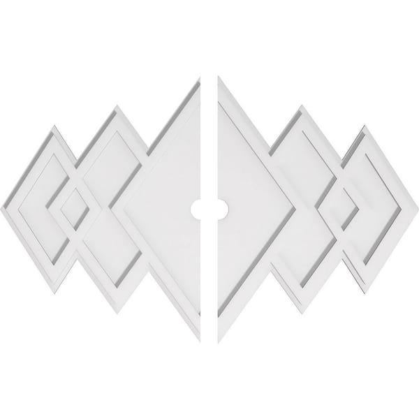 Ekena Millwork 38 in. W x 25-3/8 in. H x 2 in. ID x 1 in. P Zoe Architectural Grade PVC Contemporary Ceiling Medallion (2-Piece)