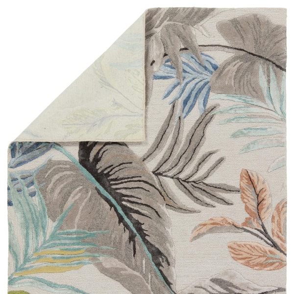 Medley 8 ft. x 10 ft. Gray/Green Floral Handmade Area Rug