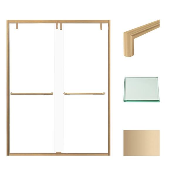 Transolid Eden 60 in. W x 80 in. H Sliding Semi-Frameless Shower Door in Champagne Bronze with Clear Glass