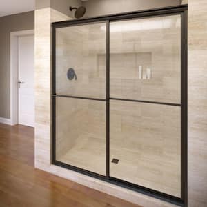 Deluxe 59 in. x 71-1/2 in. Clear Framed Sliding Shower Door in Oil Rubbed Bronze